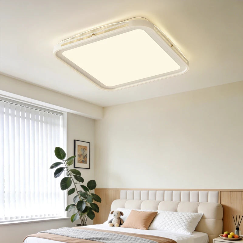 plafonnier led moderne blanc doré noir éclairage chambre salon télécommande minimaliste