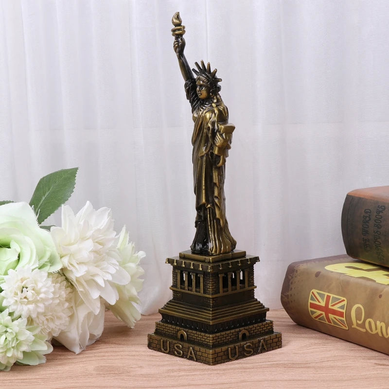 statue liberté miniature bronze doré décoration souvenir usa 30cm 25cm relief architectural