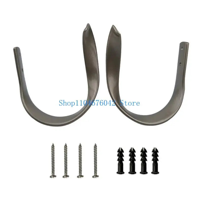 supports rideaux argenté noir vis included moderne décoratif fixation murale