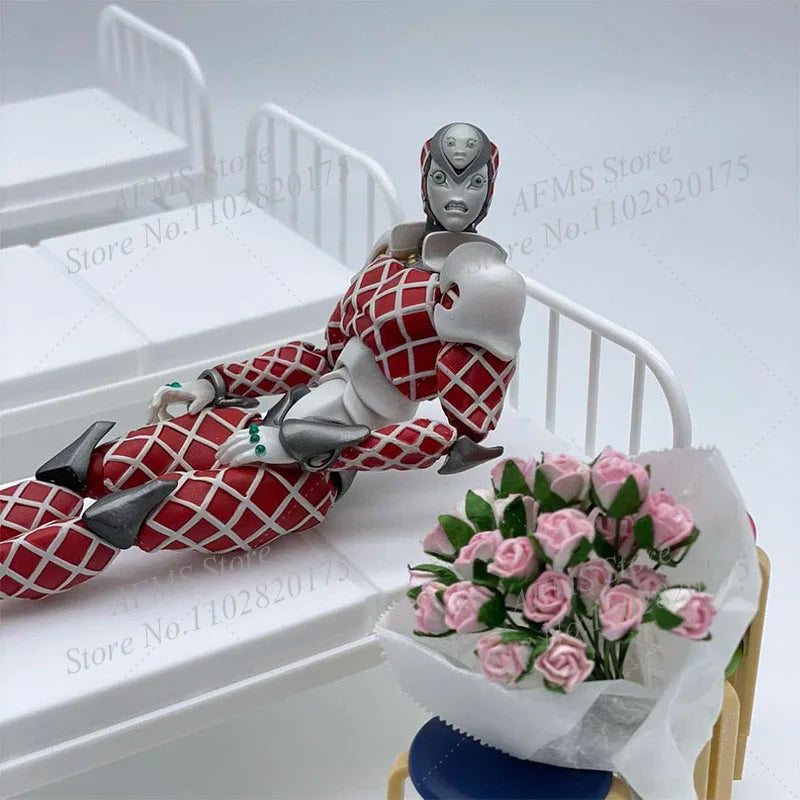 accessoires scène lits figurines personnages ordinateur rideaux bleus roses chambre hospitalière