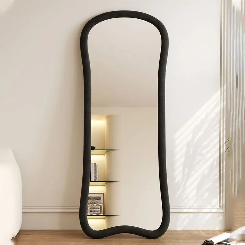 miroir pleine longueur moderne blanc cassé noir rose texturé sculptural rotatif