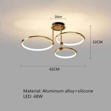 lampe suspendue or noir anneau circulaire moderne led télécommande chambre cuisine