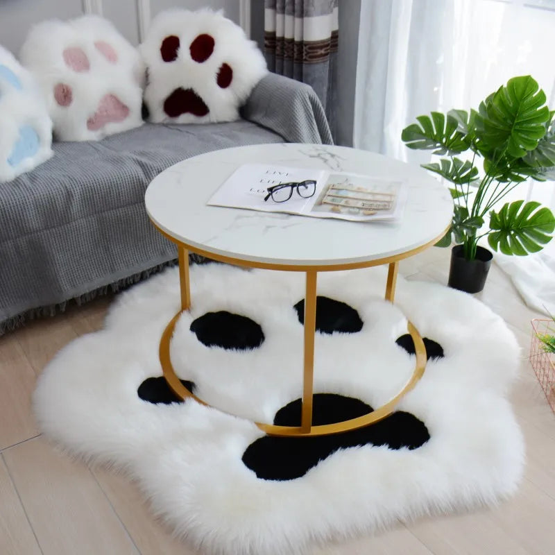 tapis sol décoratif peluche doux motif pattes chat antidérapant maison salon