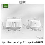 Pot bonsaï moderne saucer noir rayures verticales drainage 12cm 21cm