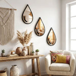 miroirs goutte d'eau noirs modernes fixer mur imperméables 15cmx9cm set