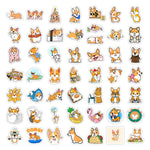 stickers autocollants dessins animés chiens corgis orange blanc bleu jaune vert rose bruns waterproof