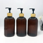 flacons savon liquide 500ml noir transparent vert olive marron rayures moderne pompe bois