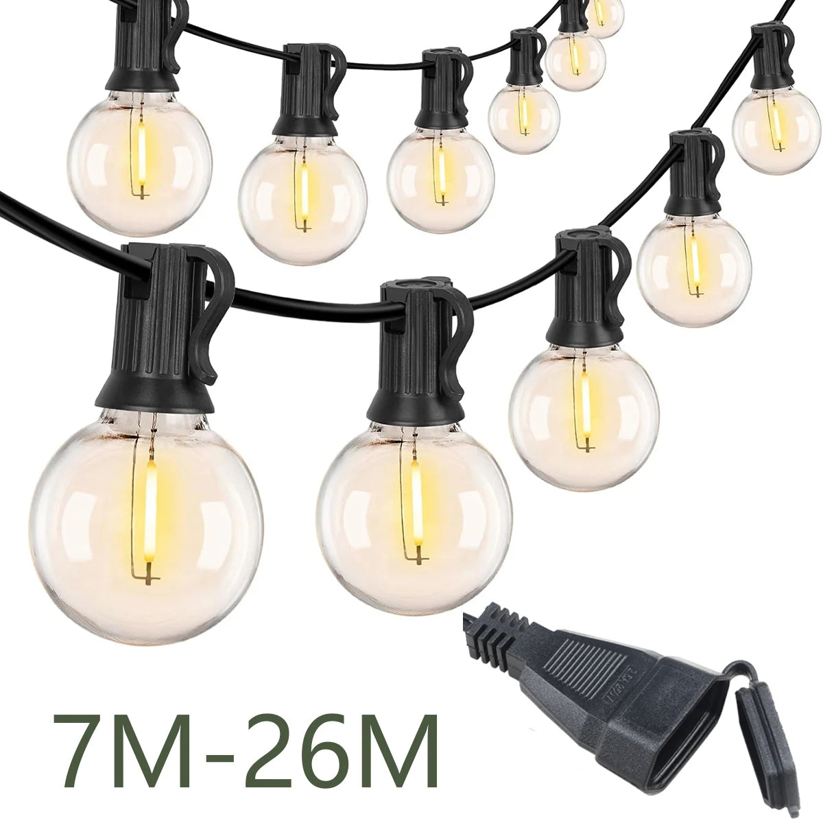 guirlande lumineuse vintage 15 ampoules transparentes clips extérieures 220v 110v