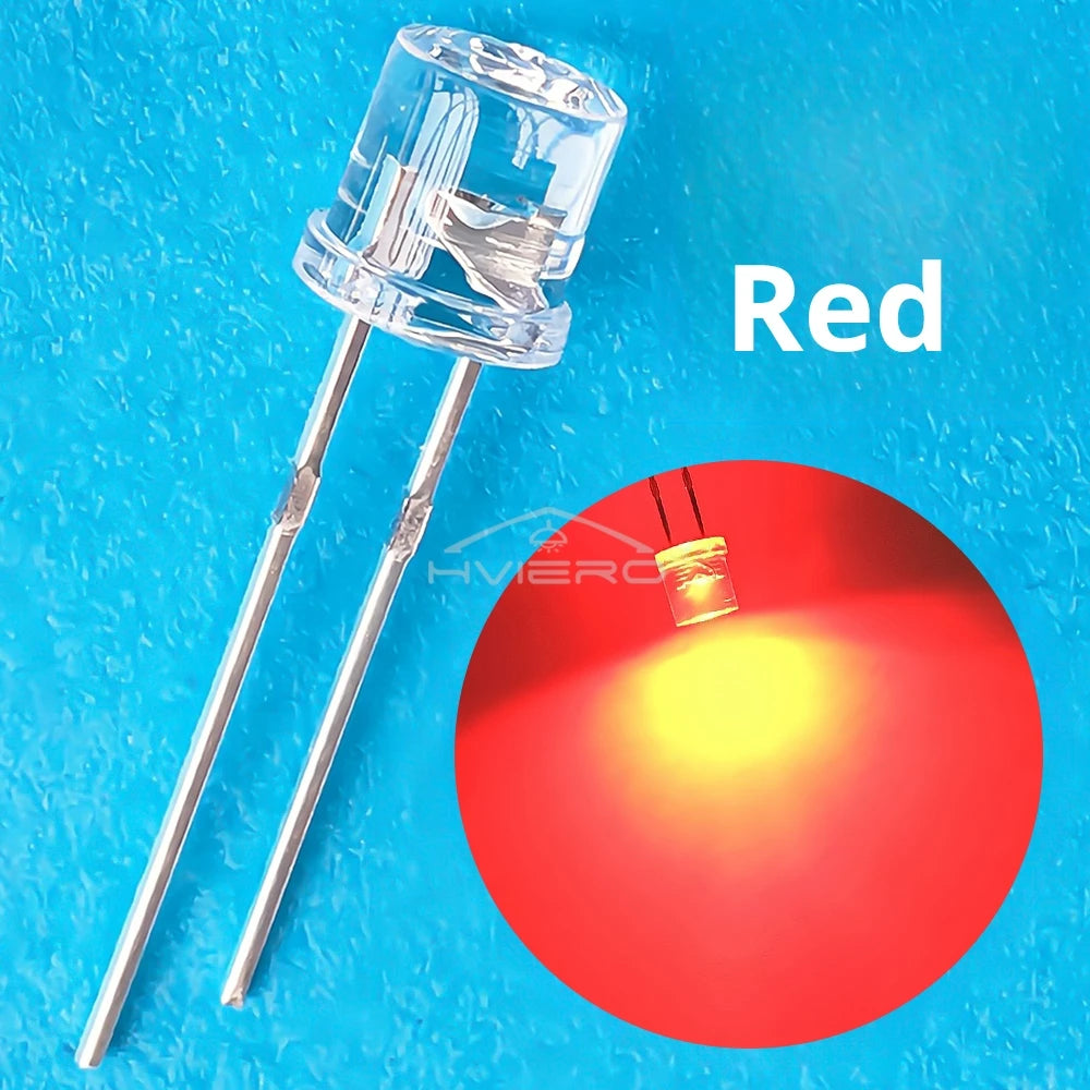 diodes led transparentes 5mm blanc rouge rose jaune bleu ultra lumineuses 20000mcd modernes 100