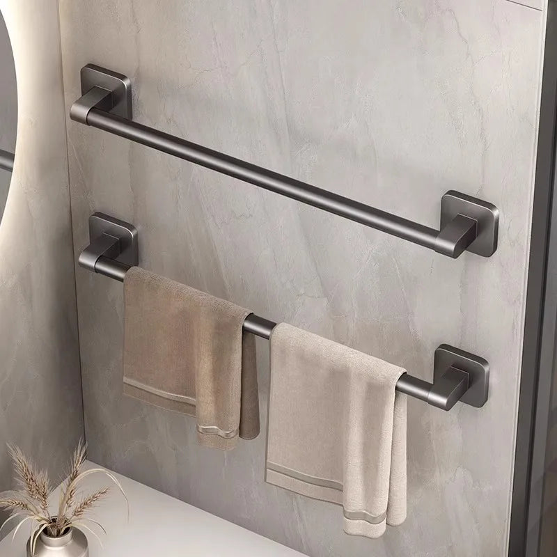 porte serviettes mural gris lisse adhésif moderne salle bain serviettes self contained