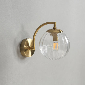 lampe murale moderne or métallique verre transparent strié cuisine chambre coucher salle manger