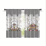 rideaux noirs blancs carreaux damier modernes transparents polyester cuisine décoration 24x59inch x2