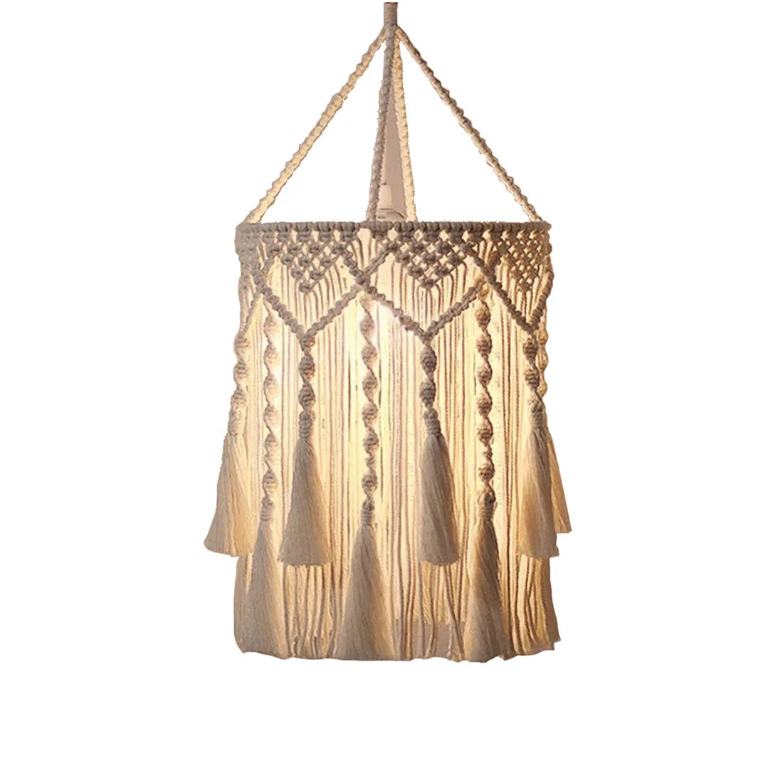 suspension macramé tissé main franges boho chic corde coton beigeclair designintérieur