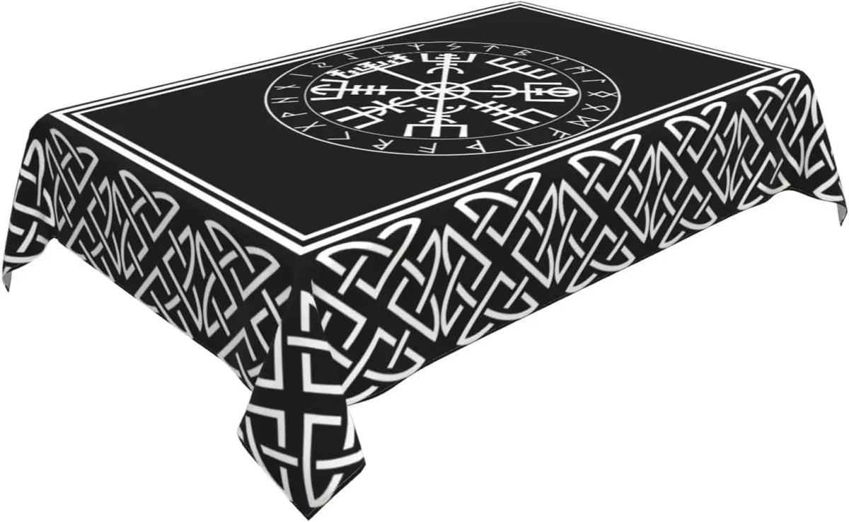 nappe réutilisable géométrique moderne noire blanche table fête