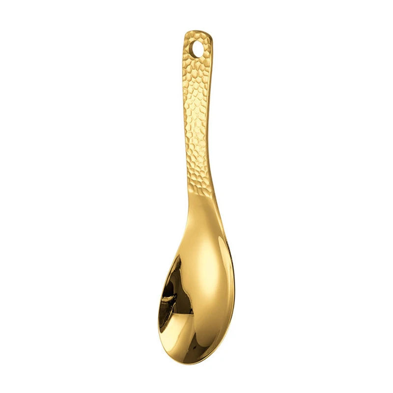 cuillère soupe acier inoxydable argenté texture martelée moderne opacité émaille cuisine maison