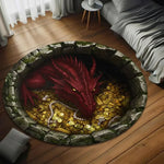 tapis rond dragon or floral moderne polypropylène noir gris bleu doré vertextérieur salon chambre