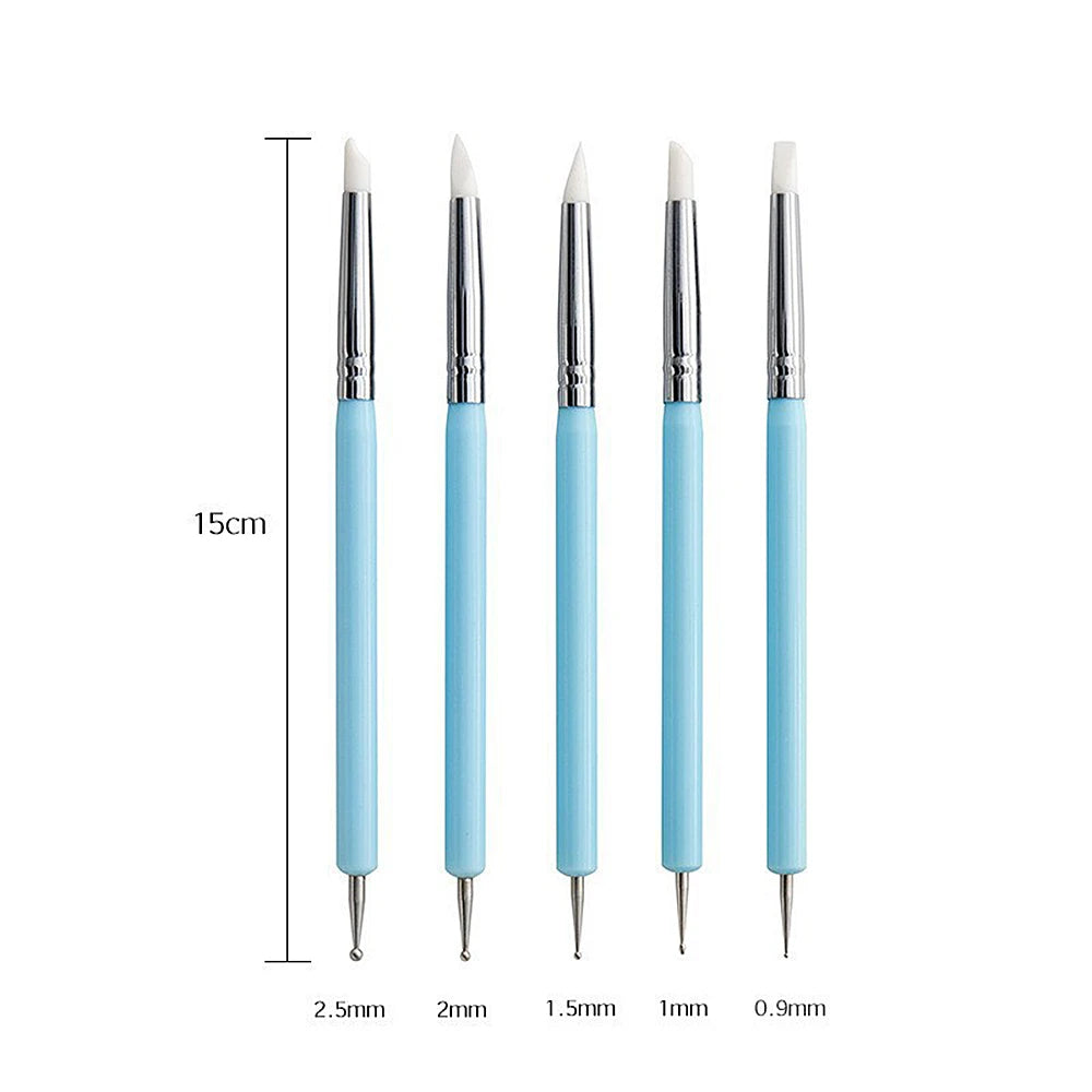 stylos pointe silicone bleu clair brun foncé pointes diverses modernes lisses opaques sculpteur nail