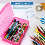 boîtes rangement fournitures scolaires rose bleu jaune transparent texture mat pratique moderne cliquet fermé