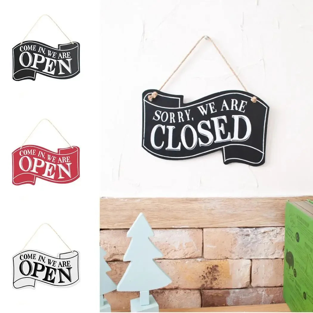 panneau ouverture fermeture lettrage come in we are open sorry we are closed cordelette