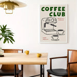 affiche graphique machine tasses vintage toile minimaliste maison sans cadre