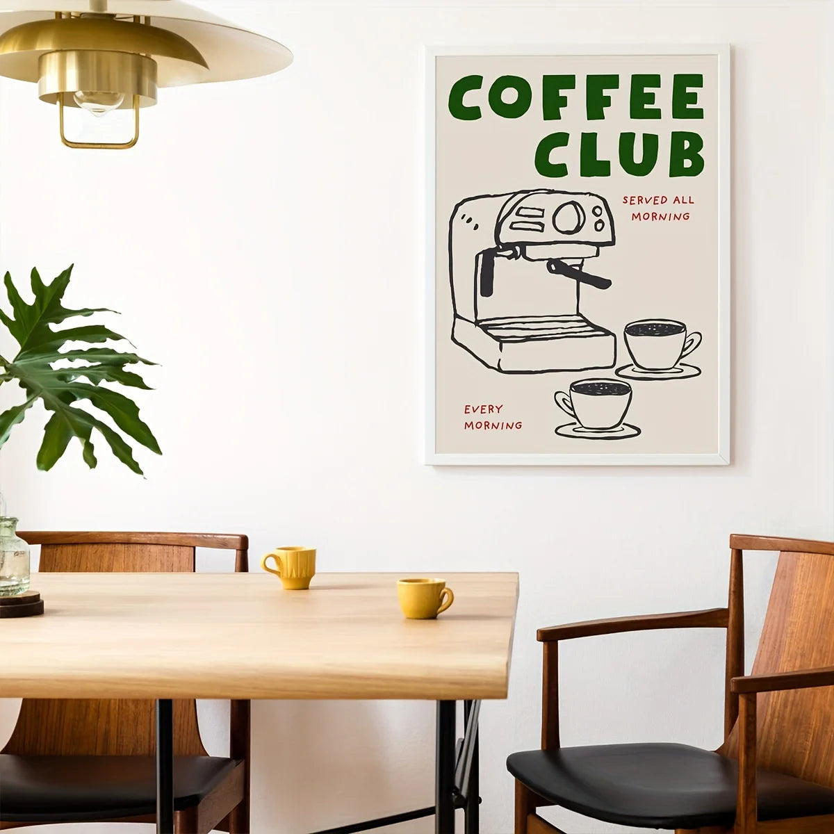 affiche graphique machine tasses vintage toile minimaliste maison sans cadre