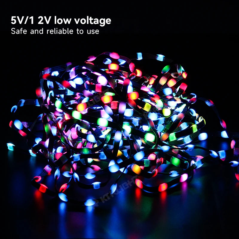 ruban led noir blanc multicolore adhésif 5v programmable rgbic points lumineux moderne noel fête