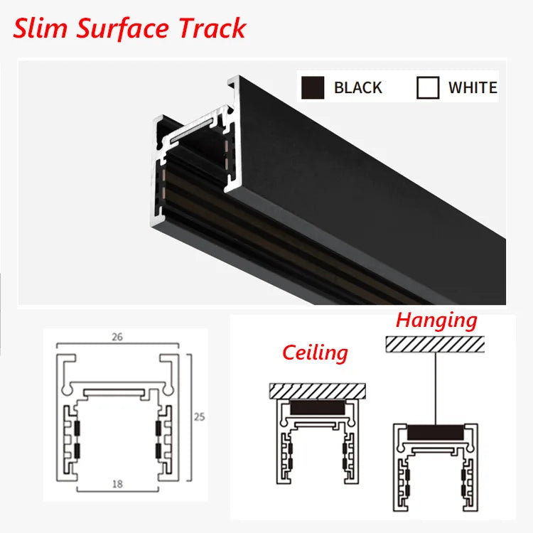 rail led magnétique noir moderne système éclairage intérieur minimaliste connecteurs d'angle