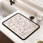 tapis cuisine moderne floral beige clair noir anti bactérie anti dérapant absorbant respectueux environnement