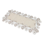 table runner lin floral rectangulaire 40x80cm décoration champêtre vintage motifs brodés texture fleursstylisées