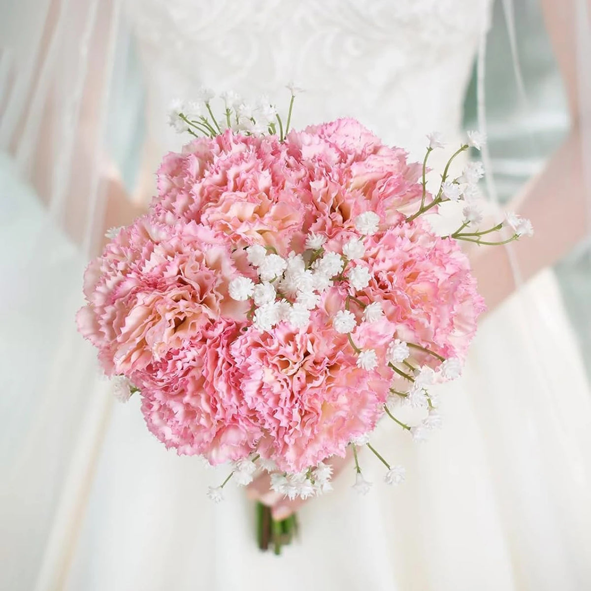bouquet fleurs artificielles soie mariage anniversaire baby shower décoration intérieure vase transparent rose blanc