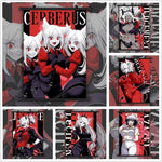 toile anime illustration graphique clips decoration salon blanc rouge noir vertical