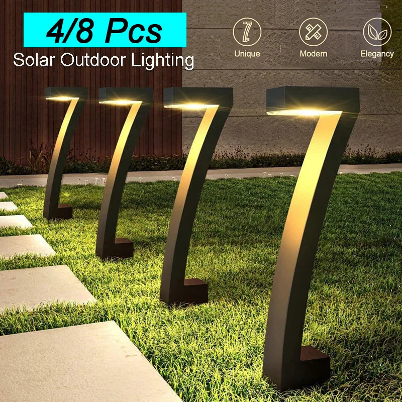 Lot de 4 lampes solaires LED bleues pour jardin