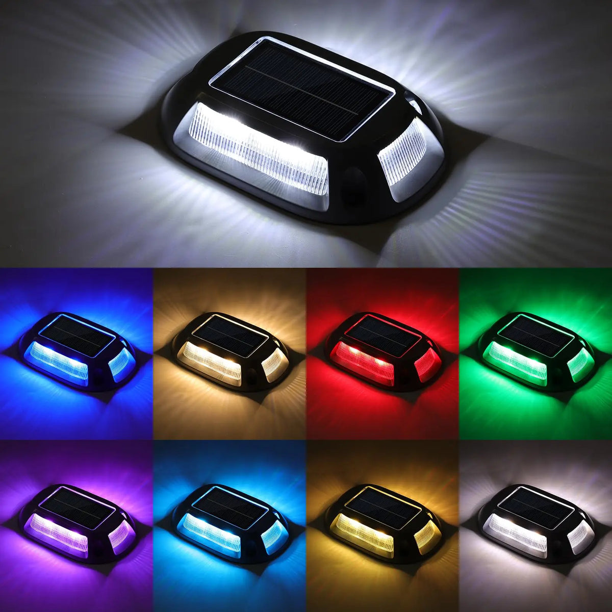 lumière solaire led changement couleur étanche moderne noir blanc allée cheminextérieur decoration minimaliste opaque
