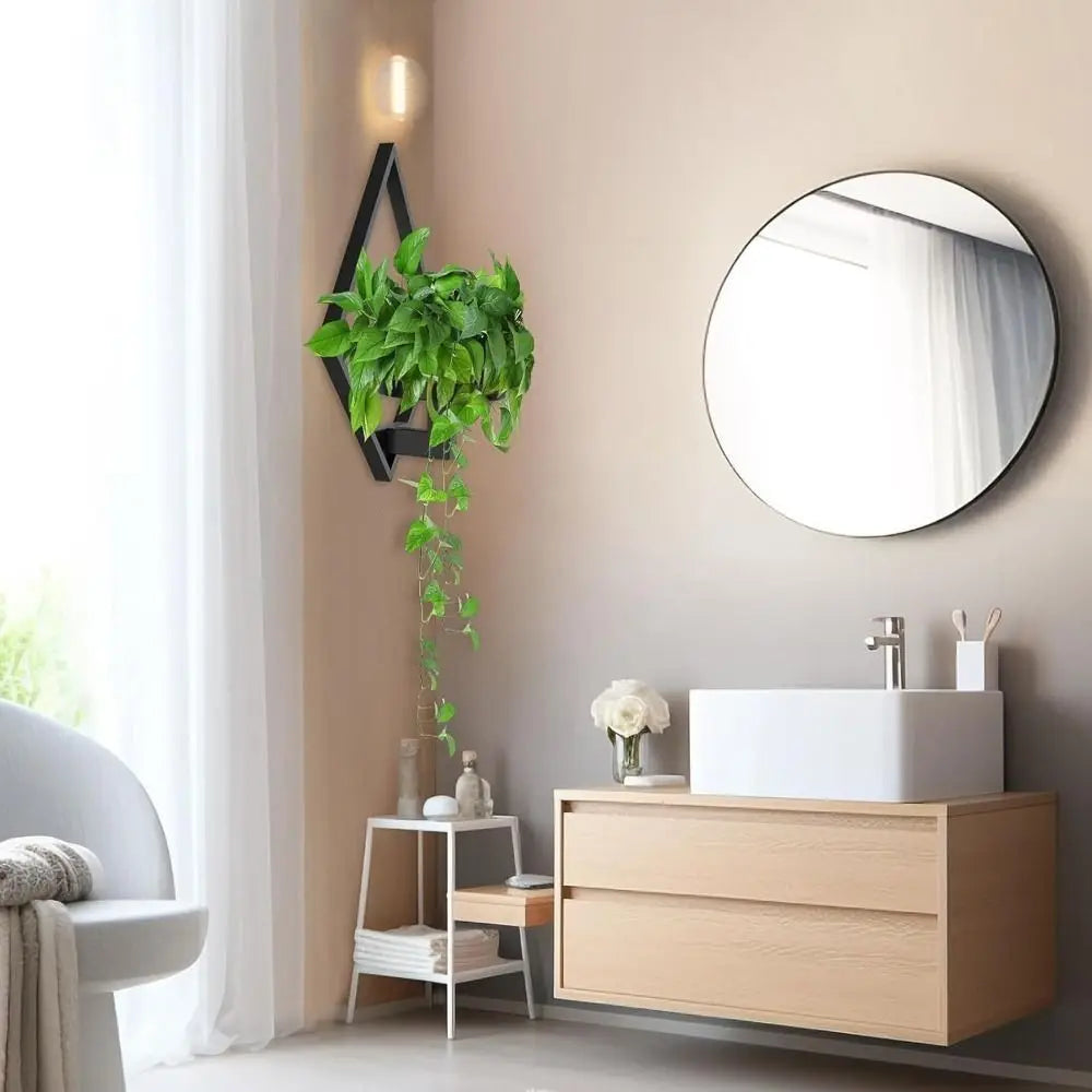 porte plantes mural noir moderne pot jaune assemblage facile gain place