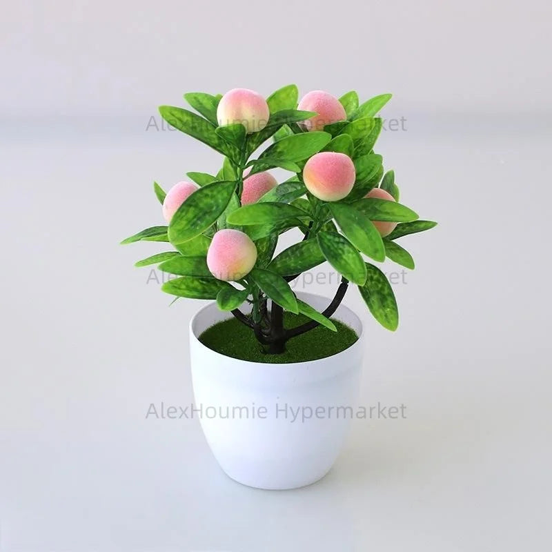 plante artificielle verte pot blanc décoration intérieure feuilles fruits réalistes anti dérapante