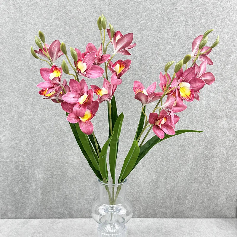 bouquet fleurs artificielles orchidée cymbidium violet rose décoration maison mariage intérieur moderne