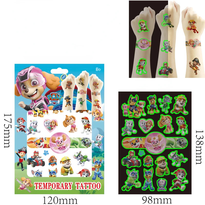 tatouages temporaires paw patrol multicolores animaux adhésifs sacs cartoon chiens personnages dessins animés
