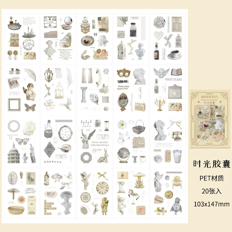 autocollants vintage rose beige marron blanc collage papier illustrations textes rétro romantique scrapbooking journal