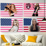tapisserie murale chanteuse avril lavigne étoiles roses rayures blanches décoration chambre salon moderne grande
