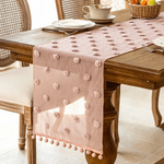 table cuisine nappe rose blanche rouge pompons décorative rustique imperméable machine festive noël pâques