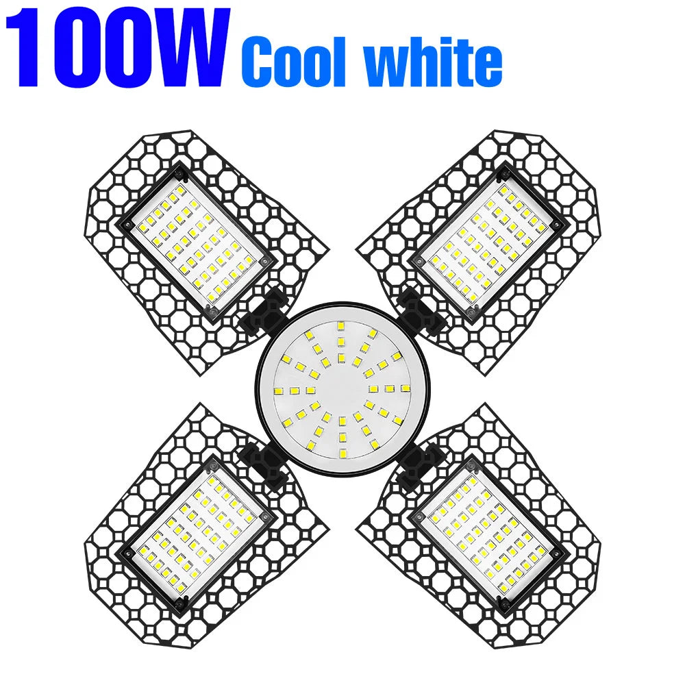 lampe led garage e27 noir hexagonal smd 40w 60w 80w 100w 150w 200w