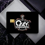cartes crédit autocollantes ozzy osbourne logo waterproof résistantes graphique noir doré