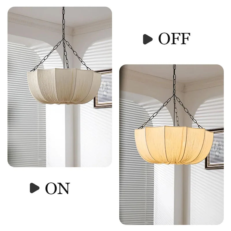 lampe suspendue moderne blanche chaîne métallique rayures horizontales 40 50 cm
