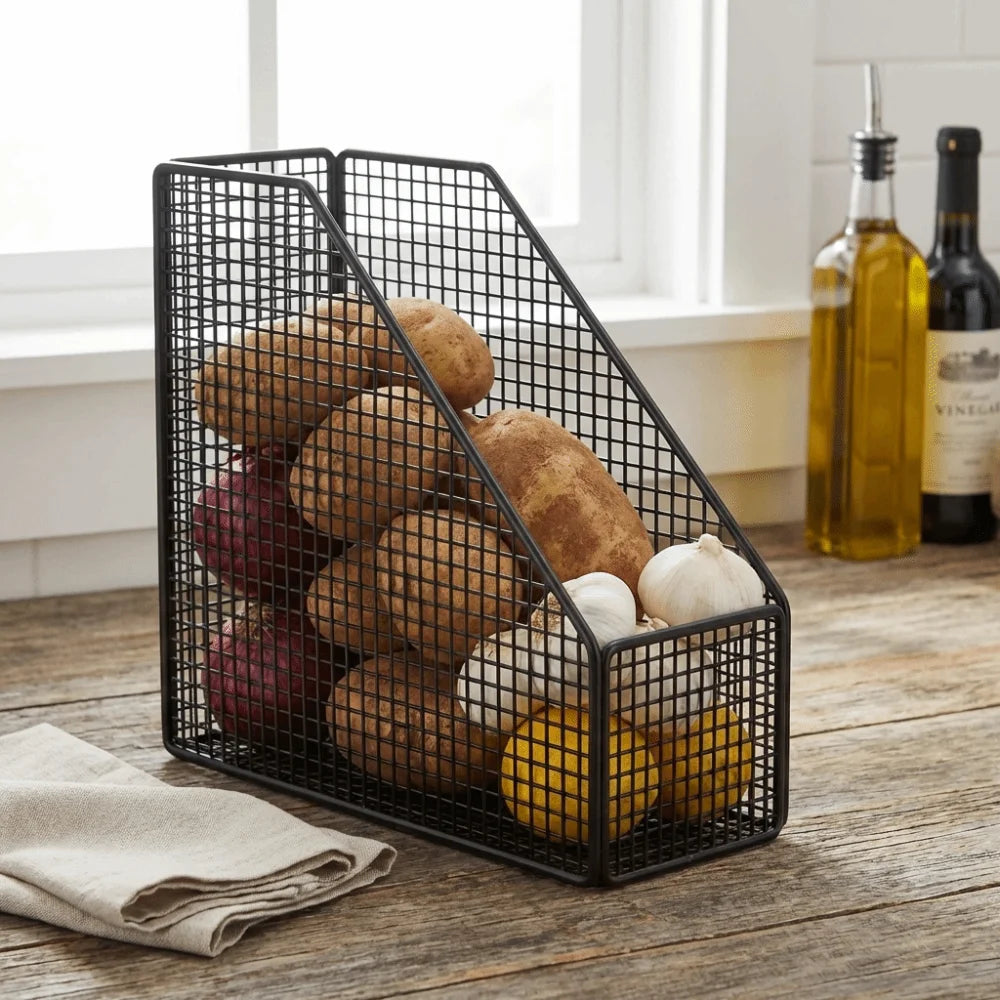 organisateur rangement noir maille métallique moderne réutilisable condiments papier cuisine