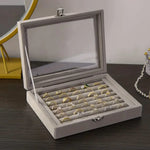 boîte bijoux velours gris moderne cadenas rangement bague boucle d'oreille portable commercial domestique