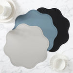 placemat moderne bleu rose gris élégant bords dentelés bord assiette fourchette couteau resistant
