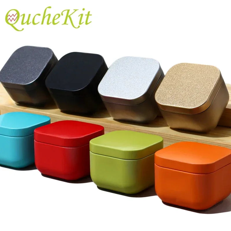 boîtes carrées modernes 55mm 43mm noir gris bleu rouge vert orange respectueux environnement organisateur