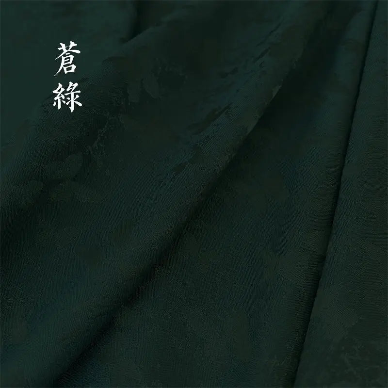 tissu jacquard fleurs blanches vert bleu clair rose pâle kimono traditionnel opaque polyester élasthanne
