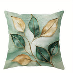 taies d'oreiller motif feuilles vertes dorées moderne polyester peachskin 45x45cm