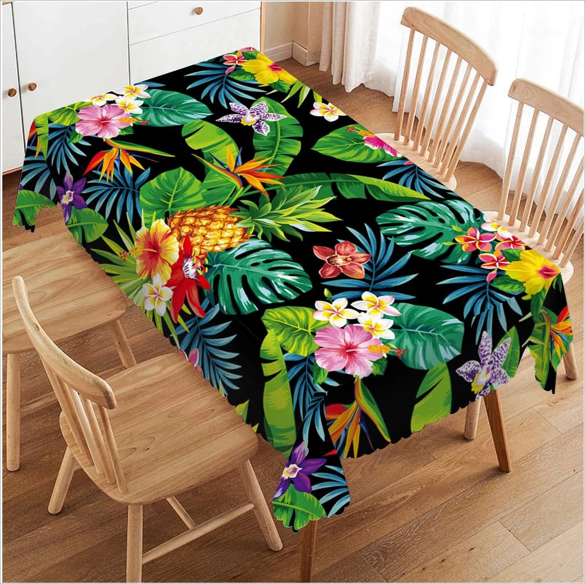 Nappe Rectangle Polyester Imperméable Feuillage Tropical pour Table